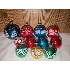 10x Shiny Brite? USA Christmas Ornaments Mercury Glass? Stamped Stencil 1.5"-2"